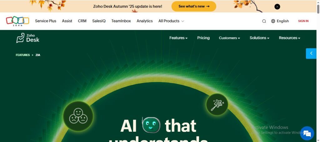 Zoho Desk (Zia AI)